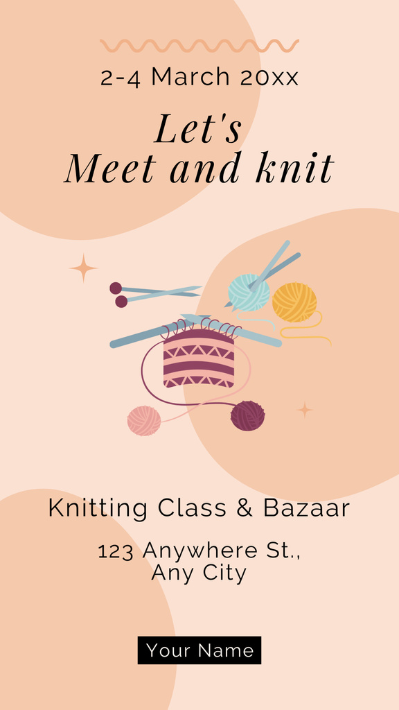 Ontwerpsjabloon van Instagram Story van Knitting Class And Bazaar Announcement In Spring