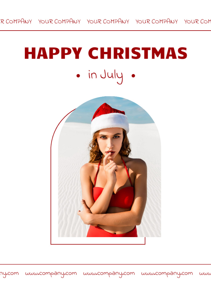 Modèle de visuel Young Woman in Santa's Hat Relaxing at Resort - Postcard 5x7in Vertical