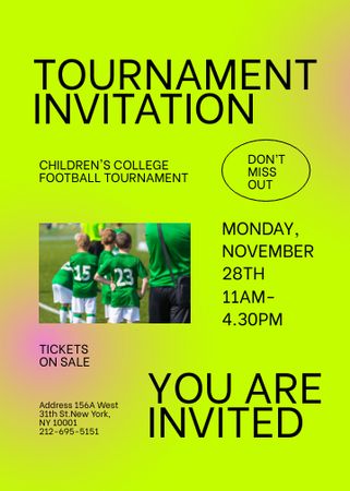 Designvorlage Football Tournament Announcement für Invitation