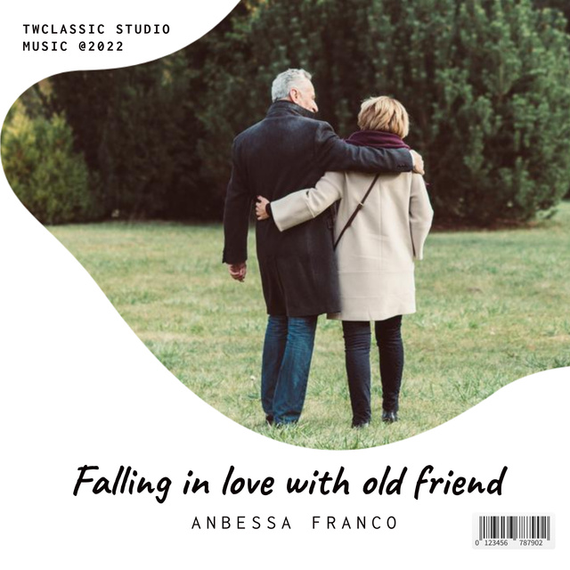 Elderly Couple Hugging in Park Album Cover Modelo de Design