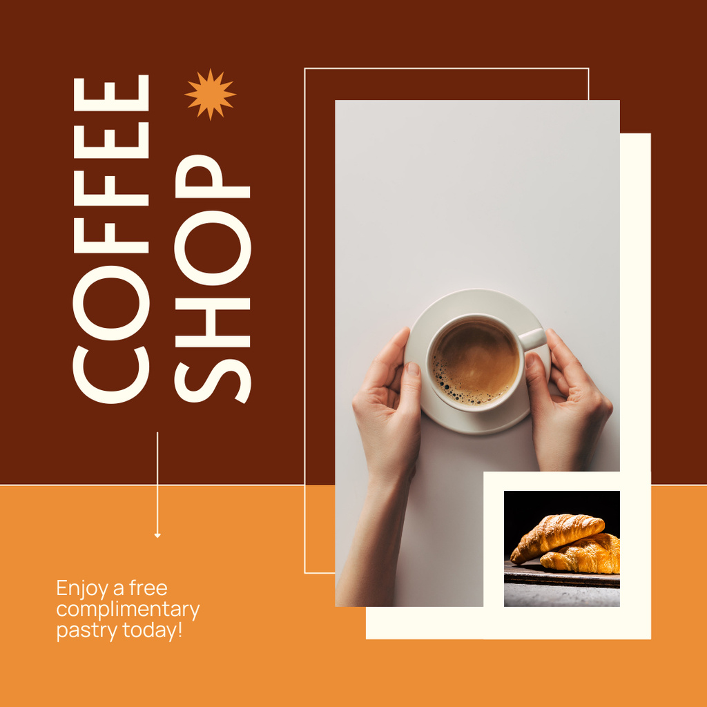 Affordable Coffee And Complimentary Croissants Offer Instagram AD – шаблон для дизайну
