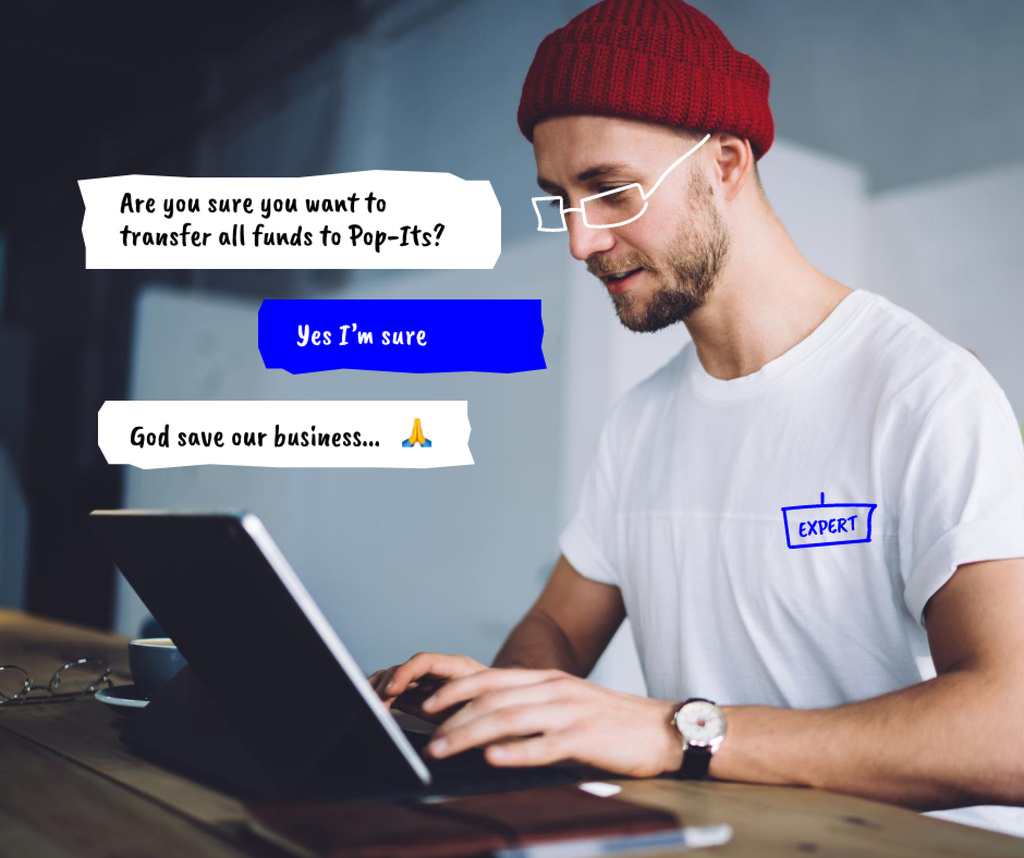 Funny Joke with Man in Drawn Glasses Facebook Design Template
