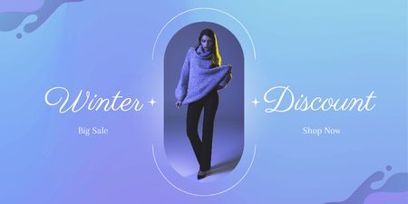 Publicidade de liquidação de moda de inverno Twitter Modelo de Design