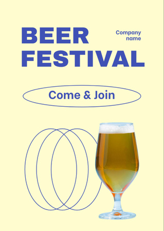 Folksy Oktoberfest Celebration With Beer Glass Flyer A6 Design Template