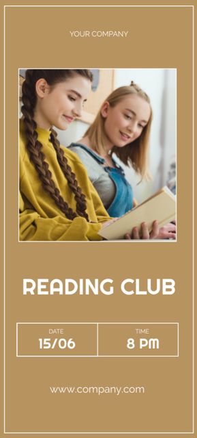Book Club for Youth Invitation 9.5x21cm – шаблон для дизайна