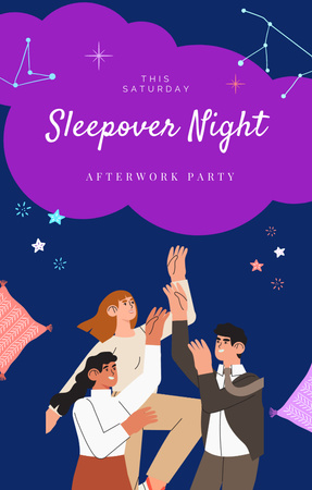 Sleepover Party with Dancing Friends Invitation 4.6x7.2in – шаблон для дизайну