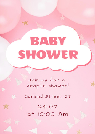 Plantilla de diseño de Baby Shower Celebration with Pink Decorations Invitation 