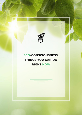 Eco Quote About Eco-consciousness With Leaves and Sun Postcard 5x7in Vertical Design Template
