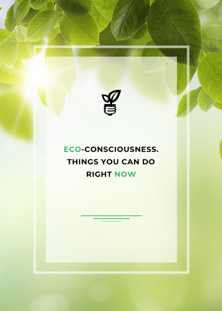 Eco Quote About Eco-consciousness With Leaves and Sun Postcard 5x7in Vertical – шаблон для дизайну