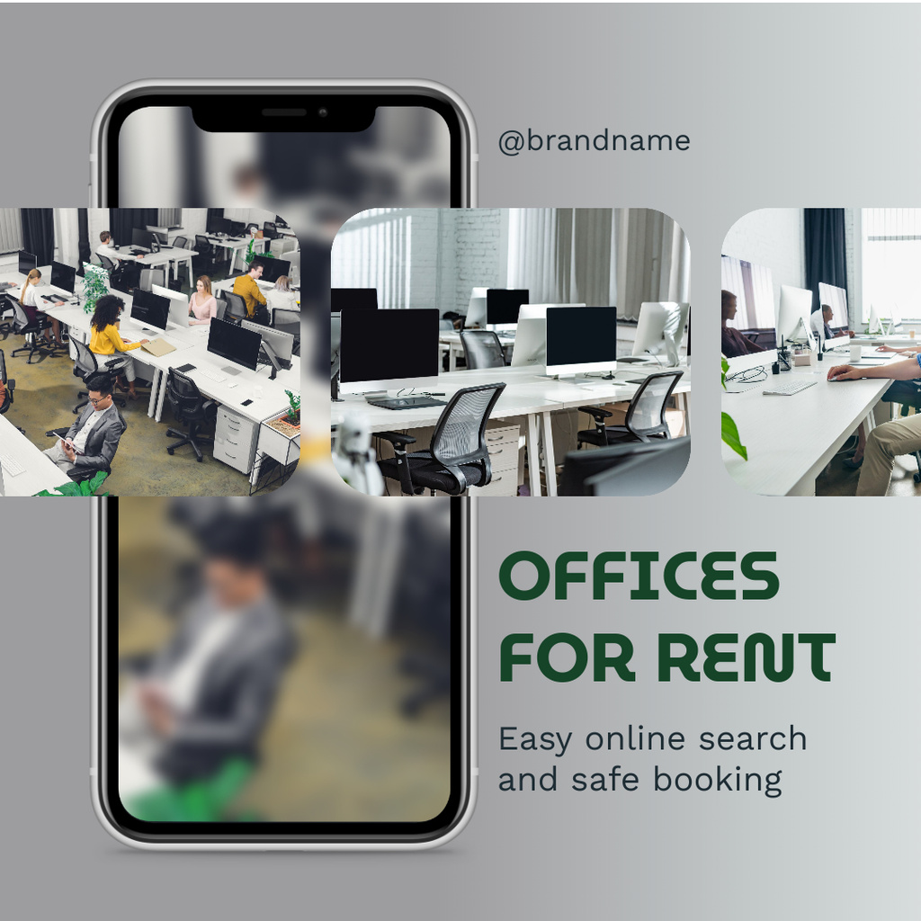 Comfy Corporate Office Space to Rent With Booking Instagram AD Πρότυπο σχεδίασης