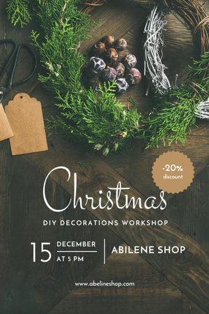 Christmas Decoration Workshop Woman holding Garland Flyer 4x6in Design Template