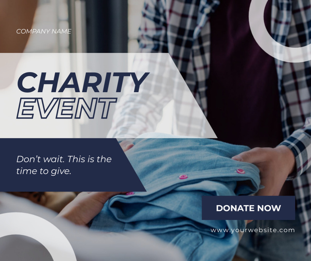 Charity Event with Clothes Donation Facebook Modelo de Design