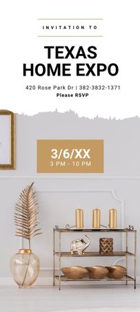 Home Expo Promotion With Modern Interior Invitation 9.5x21cm Design Template