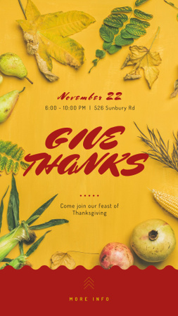 Thanksgiving feast concept on Yellow Instagram Story Design Template