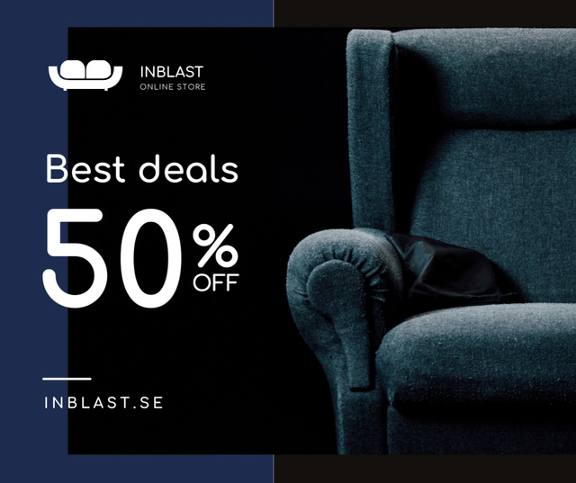 Furniture Store Sale Armchair in Blue Facebook Design Template