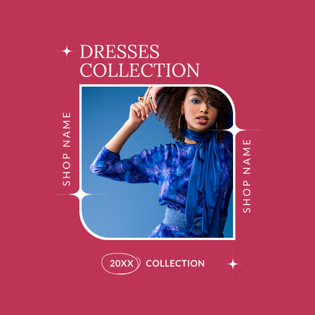 Fashion Ad with Dresses Collection Instagram Design Template