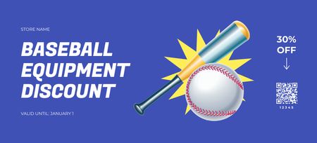 Baseball Equipment Discount Offer Coupon 3.75x8.25in Design Template