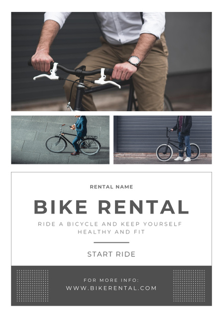 Various Bike Rental Services With Slogan Poster 28x40in Design Template