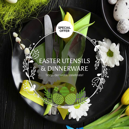 Utensils And Dinnerware For Easter Offer Animated Post Design Template