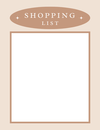 Designvorlage Anzeige einer minimalistischen, eleganten Einkaufsliste in Braun für Notepad 107x139mm