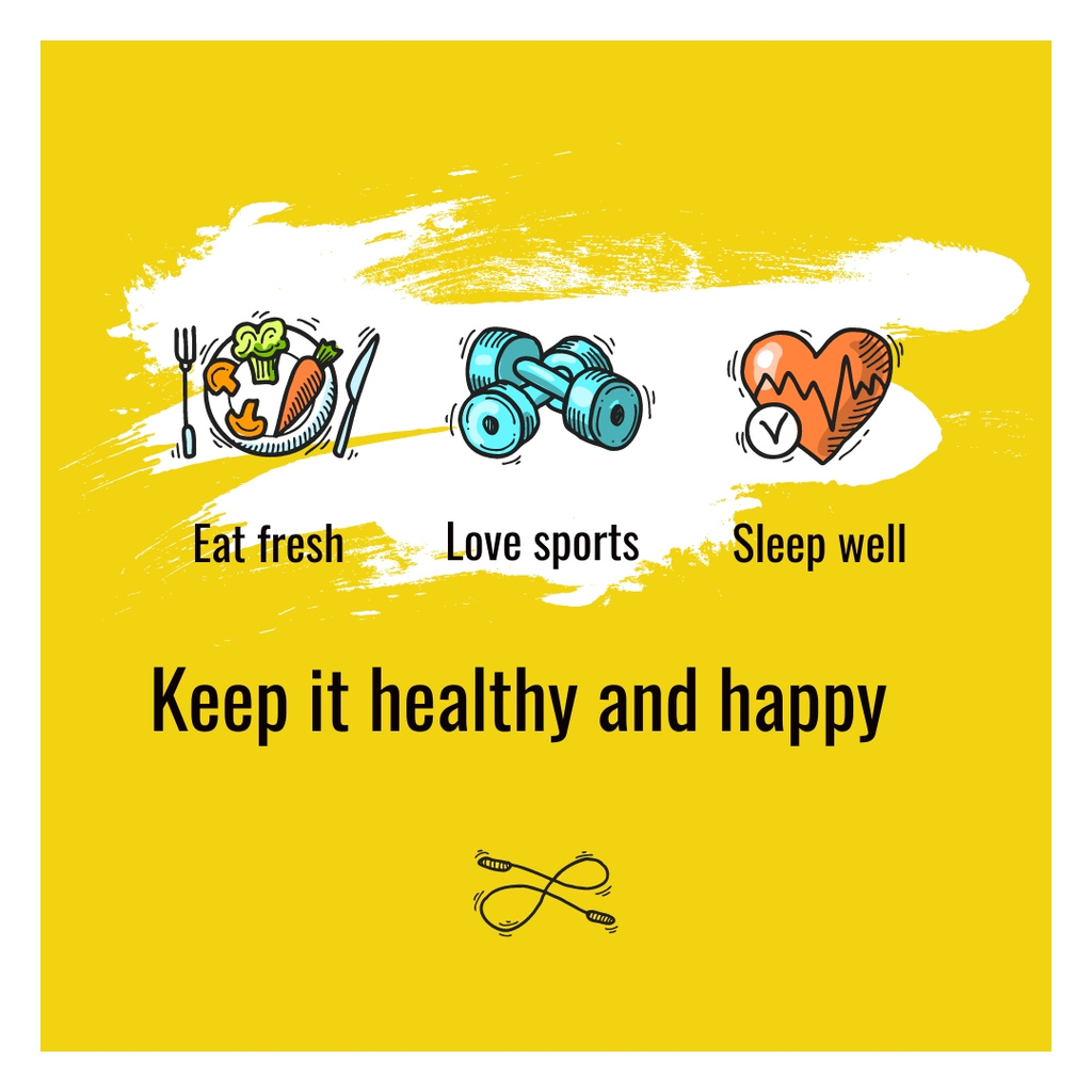 Healthy lifestyle Concept on Yellow Instagram Tasarım Şablonu