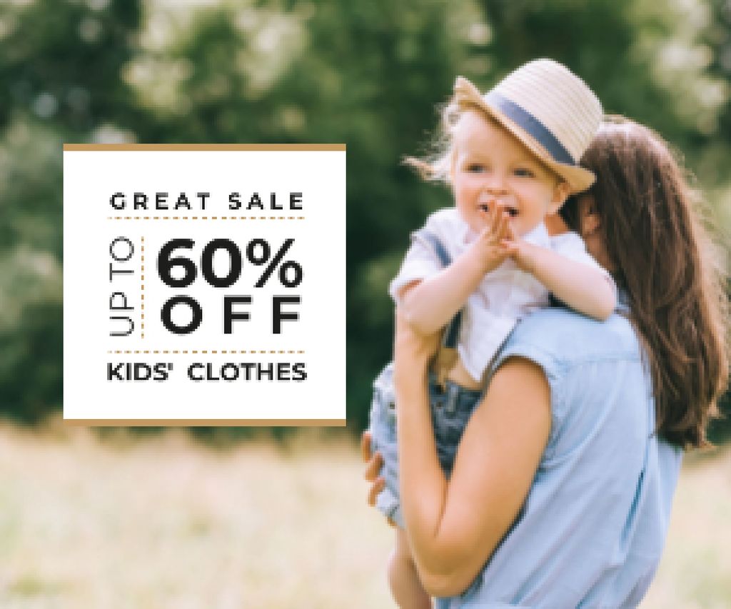Plantilla de diseño de Kid's Clothes Sale Happy Mother with Her Daughter Medium Rectangle 