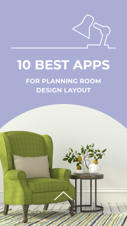 Designvorlage Apps for planning room design with Cozy Armchair für Instagram Story