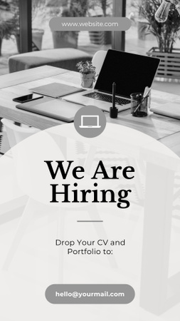 Announcement of Hiring with Laptop on Workplace Instagram Story Design Template