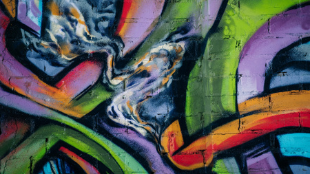 Wall with Colorful Graffiti Zoom Background Tasarım Şablonu