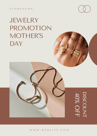 Woman in Awesome Rings on Mother's Day Flayer Design Template