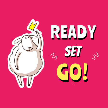 Cute Sheep holding Flag Animated Post Design Template