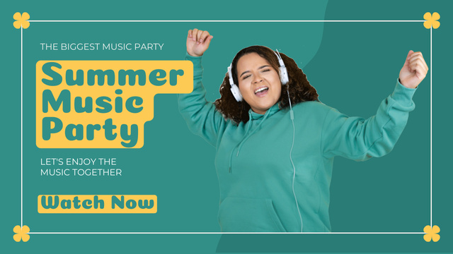 Summer Music Party Announcement Youtube Thumbnail Modelo de Design