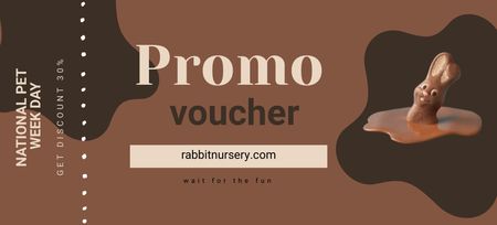 National Pet Week Promo Voucher With Choco Rabbit Coupon 3.75x8.25in Design Template