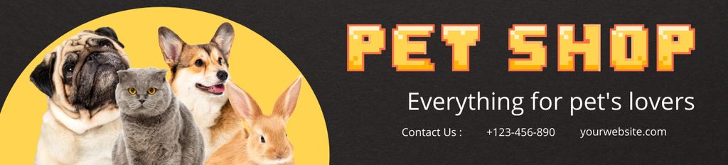 Pet Shop Ad with Cute Animals Ebay Store Billboard Design Template