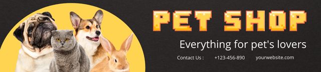 Pet Shop Ad with Cute Animals Ebay Store Billboard Šablona návrhu