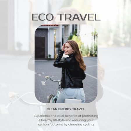 Designvorlage Eco Travel Angebot mit dem Fahrrad für Instagram