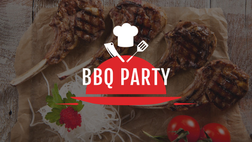 Bbq Party Invitation With Grilled Meat 