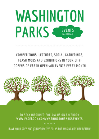 Park Event Announcement Green Trees Flyer A6 Design Template