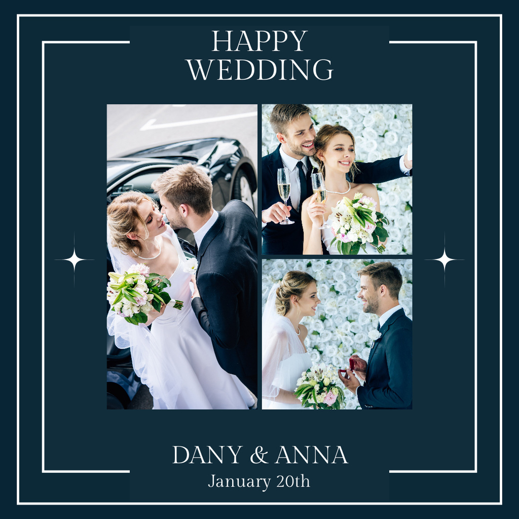 Ontwerpsjabloon van Instagram van Happy Newlyweds on their Wedding Day