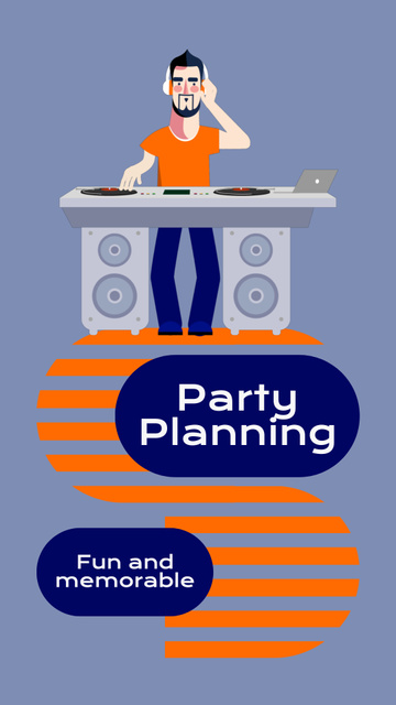 Party Planning Services with Dj playing Music Instagram Video Story Design Template