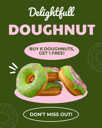 Reklama na Delightfull Donut Shop Instagram Post Vertical Šablona návrhu