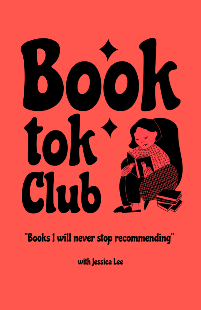 Simple Illustrated Ad of Book Club Flyer 5.5x8.5in Tasarım Şablonu