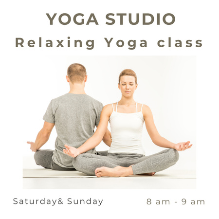 Plantilla de diseño de Clases de yoga relajantes en estudio para el fin de semana Instagram 