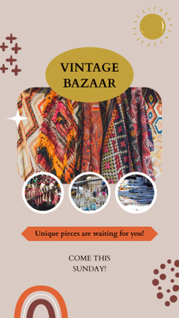 Vintage Bazaar With Various Wares Offer Instagram Video Story Design Template