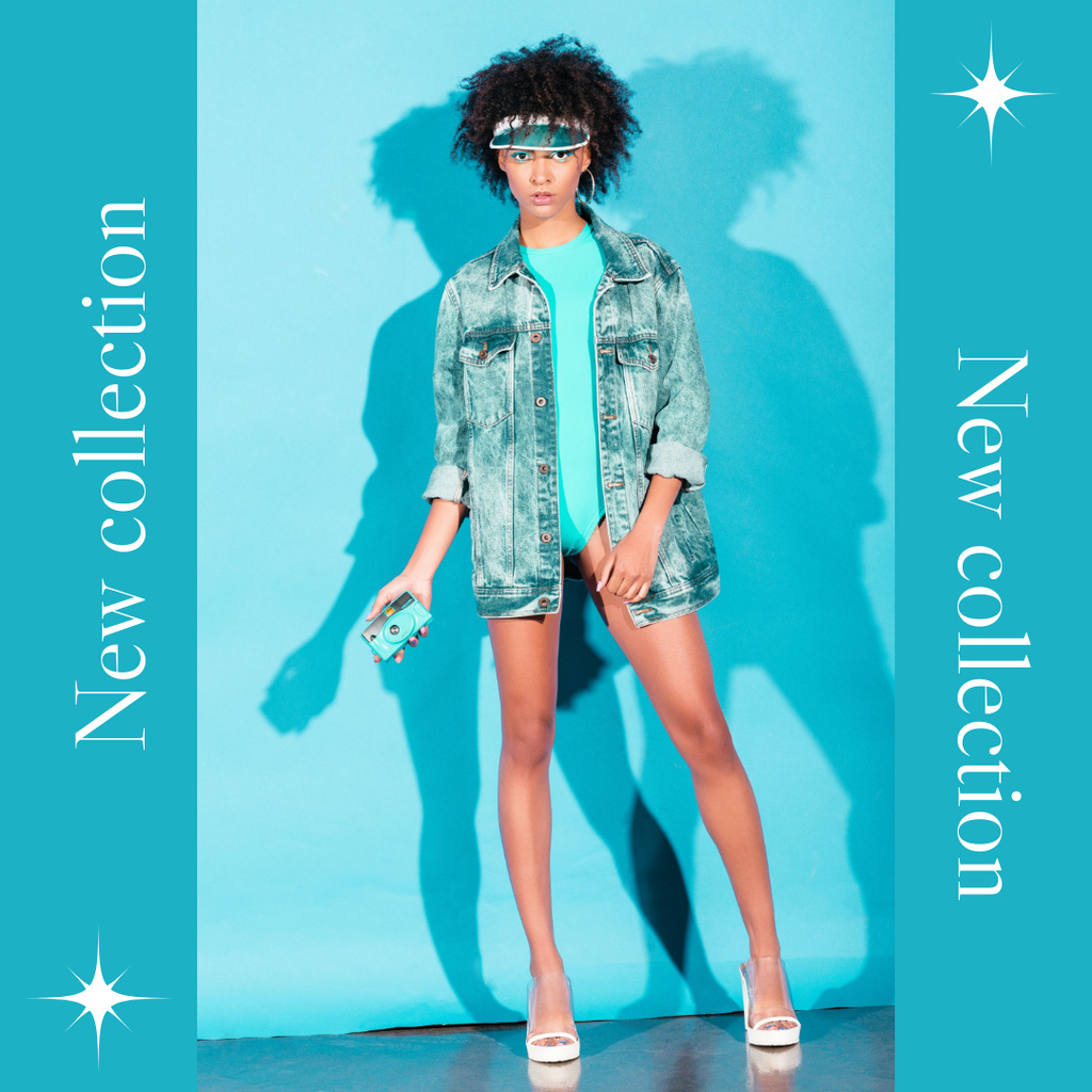 Vibrant Sale Announcement for Fashion Collection In Blue Instagram Šablona návrhu