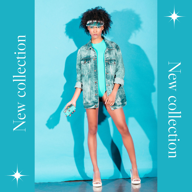 Vibrant Sale Announcement for Fashion Collection In Blue Instagram Πρότυπο σχεδίασης