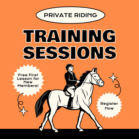 Modèle de visuel Offre promotionnelle de cours particuliers d'équitation - Instagram AD