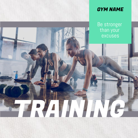 Designvorlage Gruppentraining im Fitnessstudio für Instagram