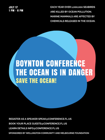 Designvorlage Ankündigung einer Öko-Konferenzveranstaltung auf Schwarz für Poster US