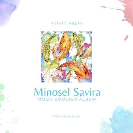 Ontwerpsjabloon van Album Cover van Albumomslag met naam Mood Booster